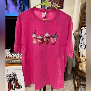 🐶 2/$15, 3/$20 Valentines coffee pink tee